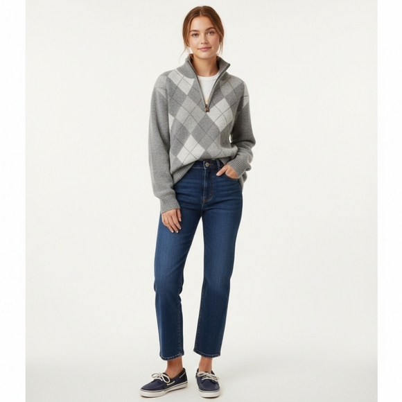 J. Crew Grey Argyle Wool Sweater - Picture 12 of 12